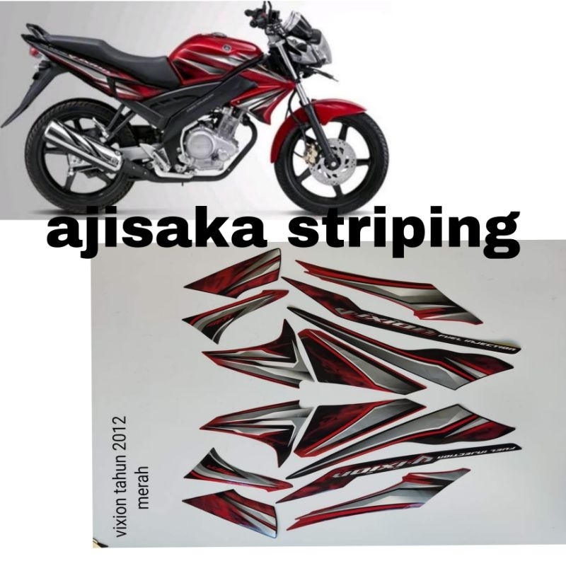striping sticker lis les vixion 2011 2012 hitam merah hitam