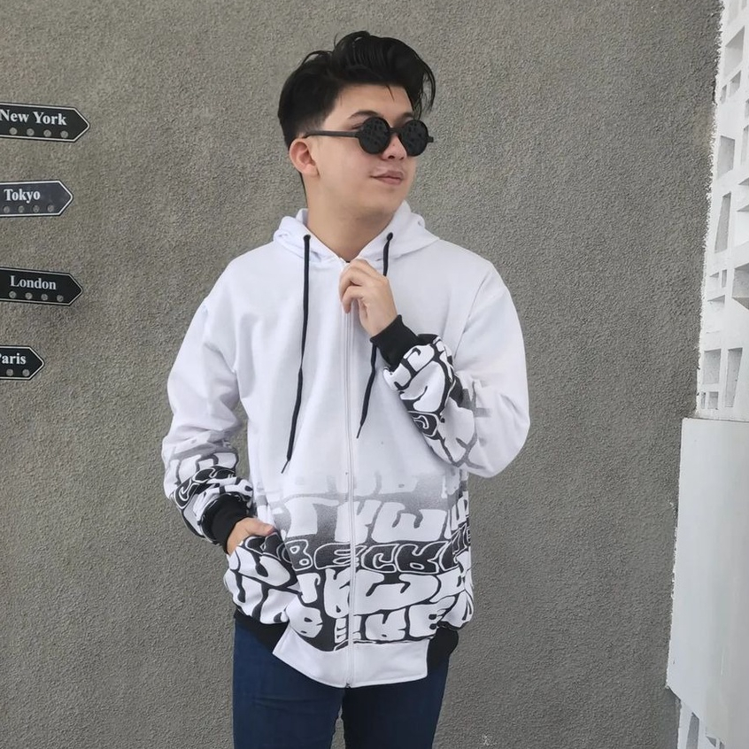 MVP - Zipper White Print - Jaket Zipper Unisex Kekinian