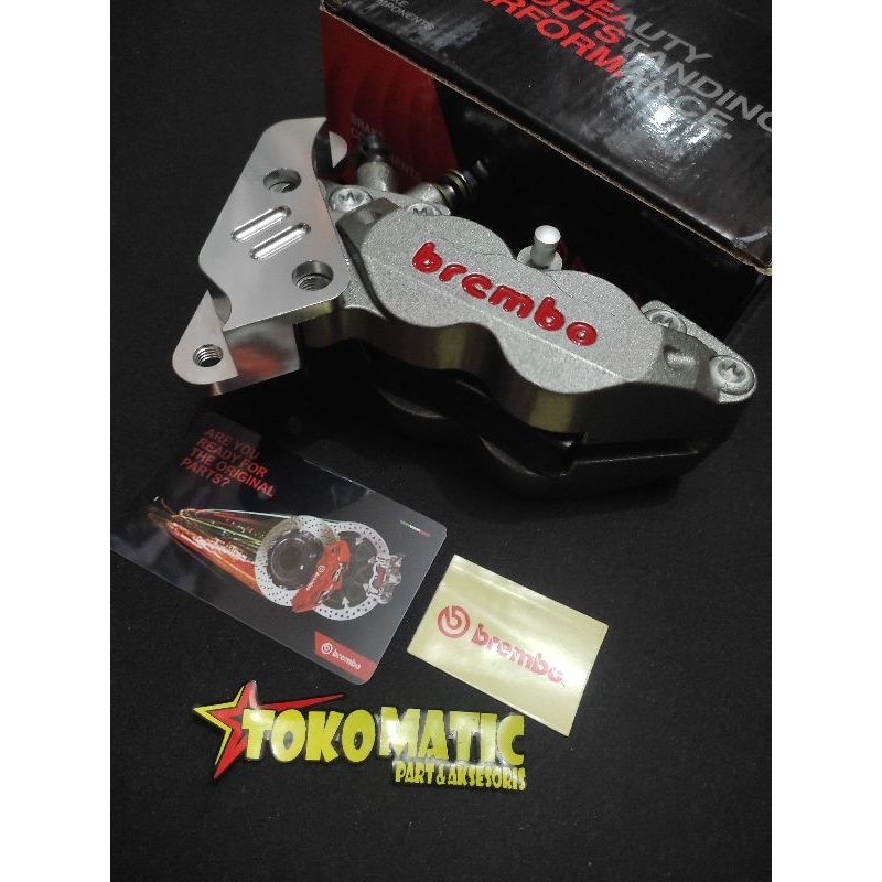 Kaliper brembo 4 piston / big pot axial kiri plus breket supra / wave dist 220