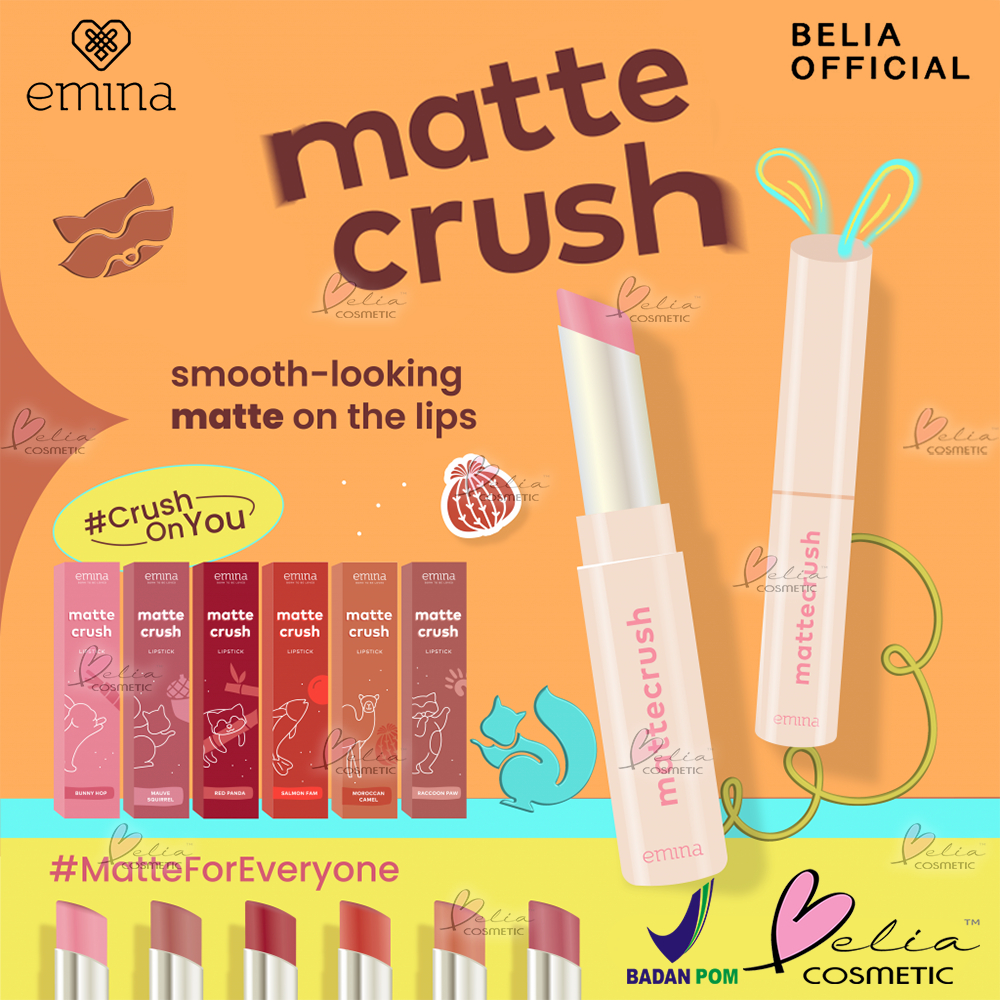 ❤ BELIA ❤ Emina Mattecrush 2 gr - Lip Cream Ringan, Powdery Smooth Matte Finish, Blurring Power | BPOM