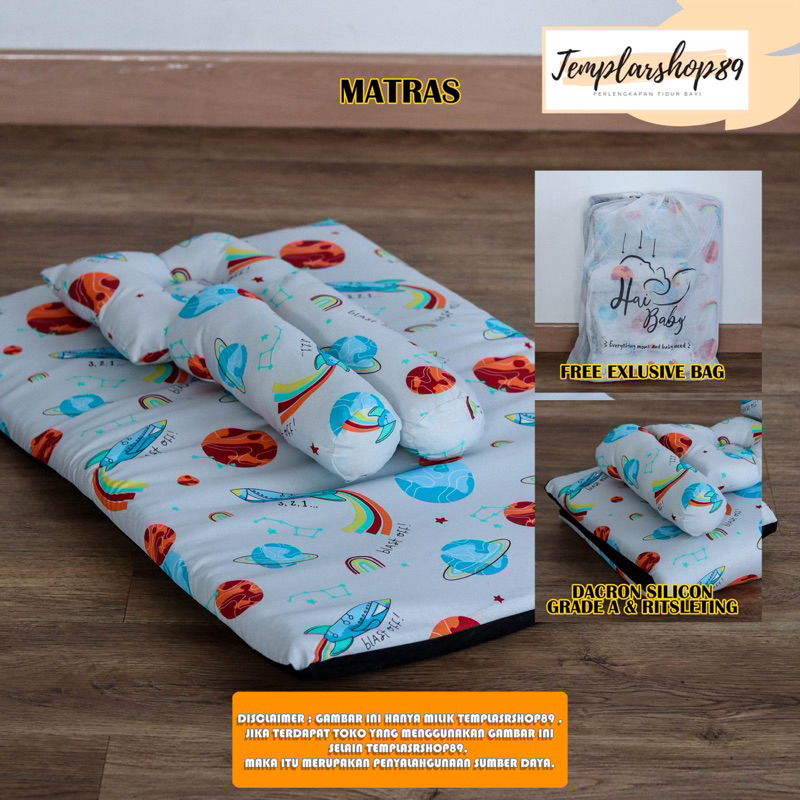 Kasur Bayi Perlengkapan Tidur Baby Baru Lahir Newborn Peralatan Matras Lipat Bantal Guling