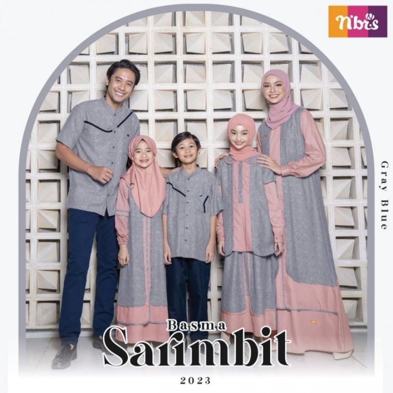 Baju gamis nibras basma blue sarimbit Couple nibras lebaran 2023