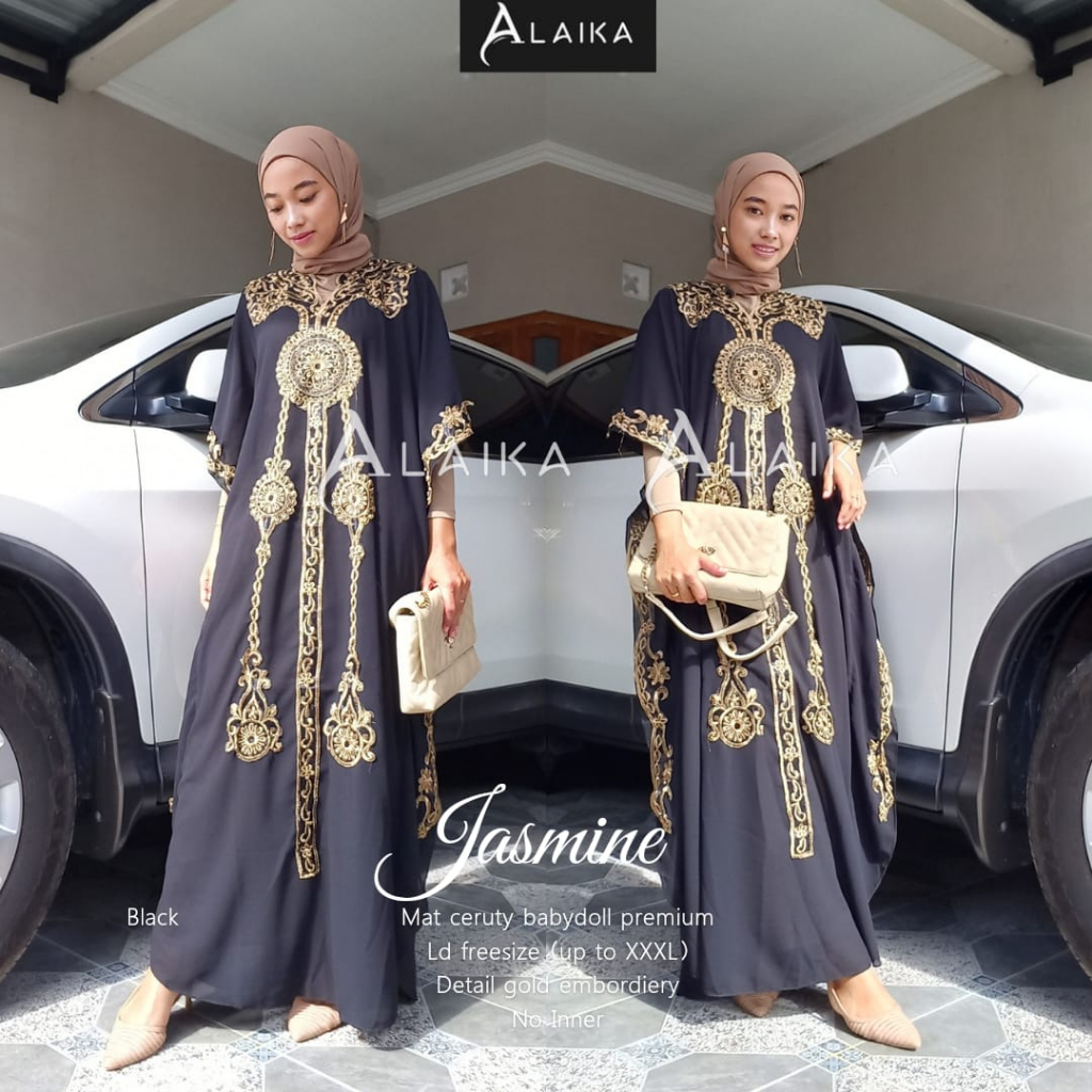 Jasmine Kaftan Bordir Jumbo Kaftan Lebaran Original Produk By Alaika