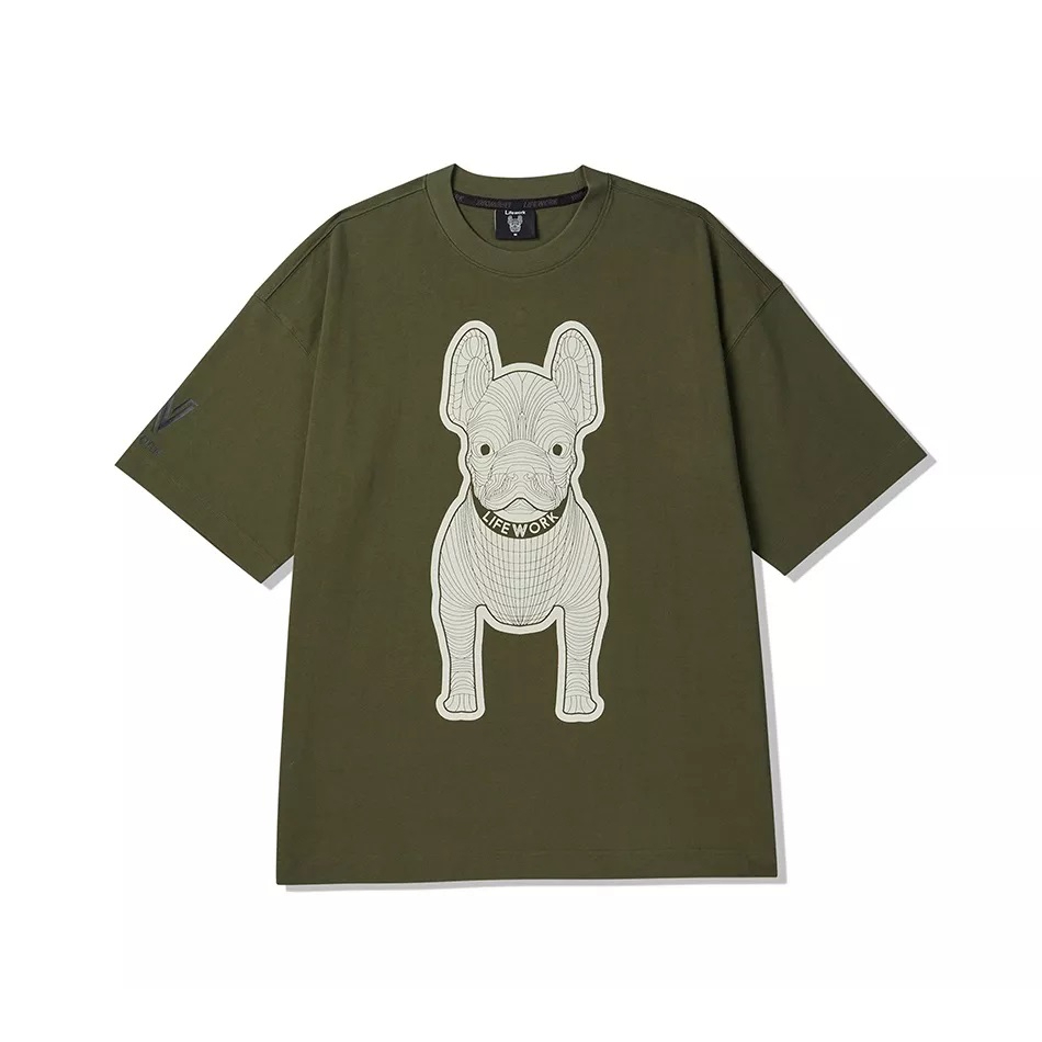 Lifework Silket LA Dog Oversize Tee Khaki 100% Original