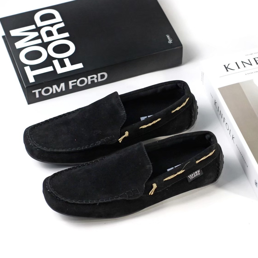 MORGAN BLACK - Sepatu Loafer Pria Kasual Original Suede Kulit Kuliah Kerja Kantor Sepatu Slip on Casual