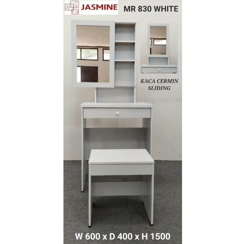 Meja Rias Kaca Sliding 60cm - Kaca Rias Jasmin Include Kursi - Tiolet Medan