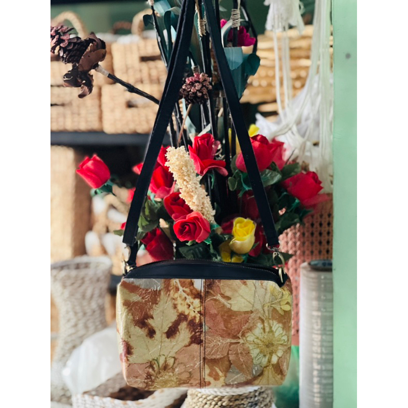 tas kulit ecoprint tali panjang