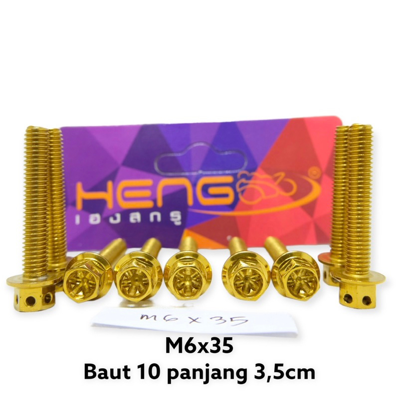 GARANSI ORIGINAL 100% baut probolt flower silver HENG m6x35 6x35 drat 10 panjang 3,5cm GARANSI ORIGINAL THAILAND bos