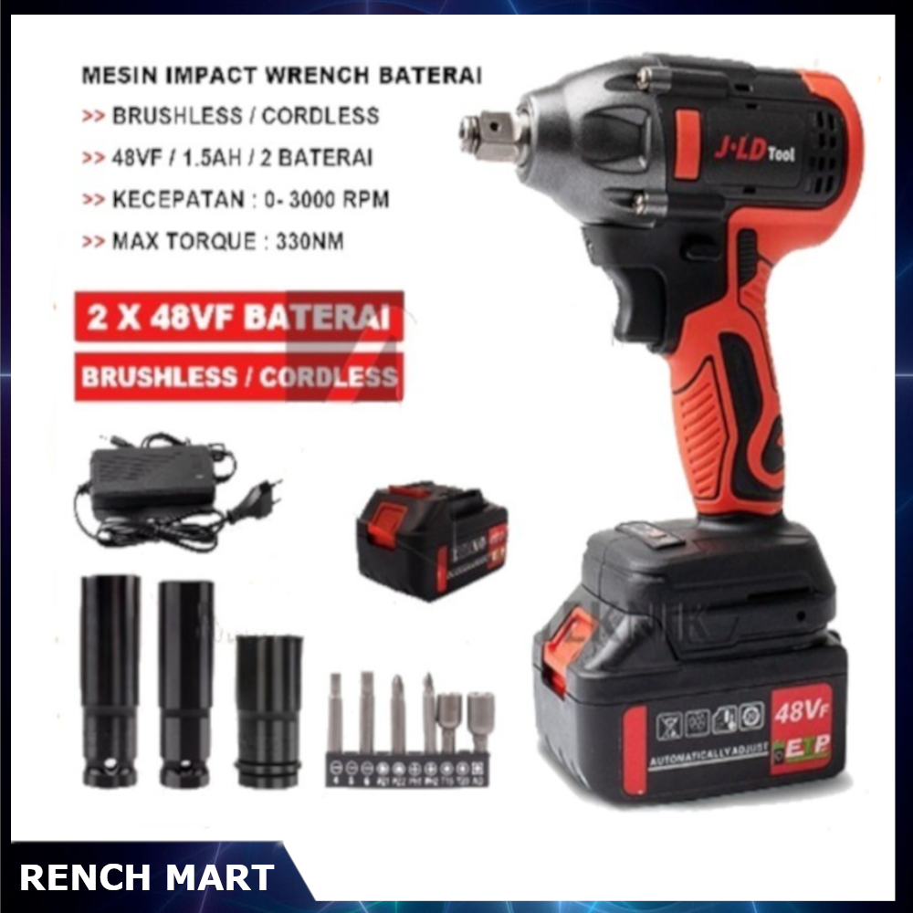cordless mesin bor buka baut impact wrench JLD 48V