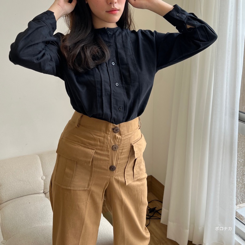 PORONAKA - SARA Blouse Atasan Lengan Panjang Linen