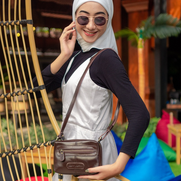 Kenes Leather Tas Selempang Sling Bag Wanita Kulit Asli MORENA Small Pullup