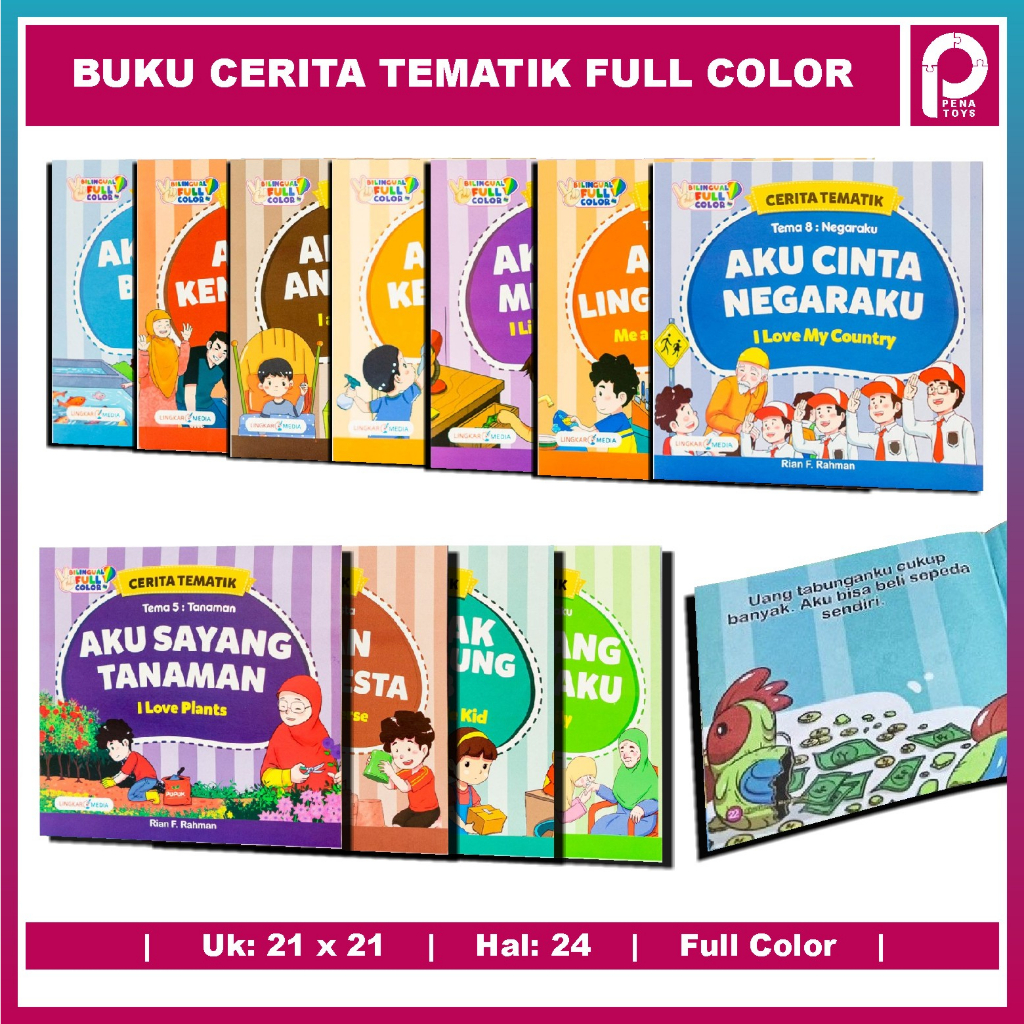 PROMO Paket Buku Belajar Edukasi Cerita Komik Tematik Anak Bayi TK PAUD Berwarna Bergambar Bilingual