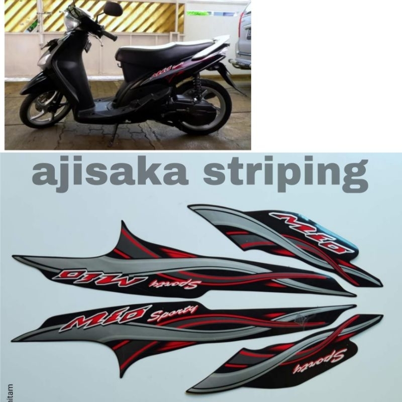 striping mio Sporty 2005 hitam / stiker mio cw 2005 hitam