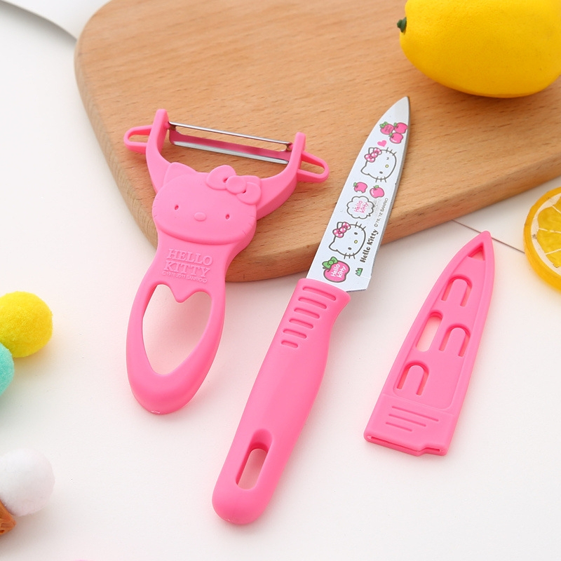 Set Pisau dan Pisau Kupas Buah Knife Fruit Knife Hello Kitty