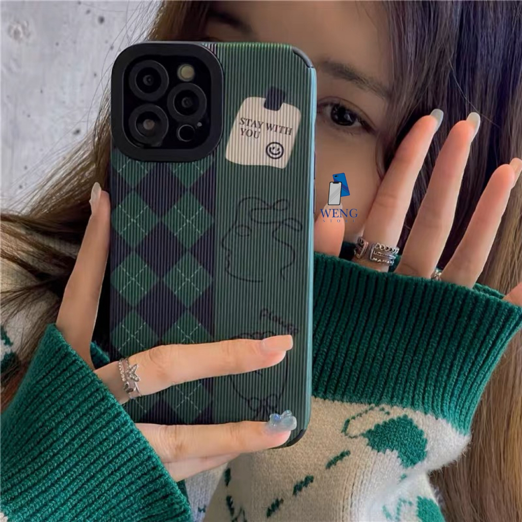 WENG Eyes Retro Green Case For Viv Y91 Y95 Y91C Y30 Y50 Y12 Y15 Y17 Y20 Y20S Y33S Y21S Y15S T1 5G