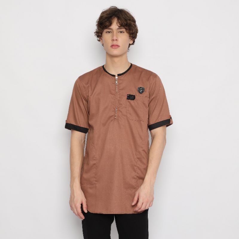 KURTA PRIA DEWASA LENGAN PENDEK TOYOBO WARNA COKLAT  HITAM HIJAU MARUN NAVI HIJAU OLIVE
