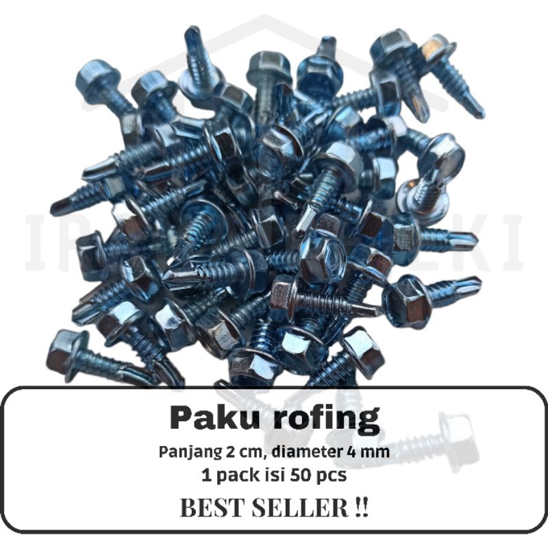 Baut Rofing / baut galvanis baja ringan isi 50 Pcs