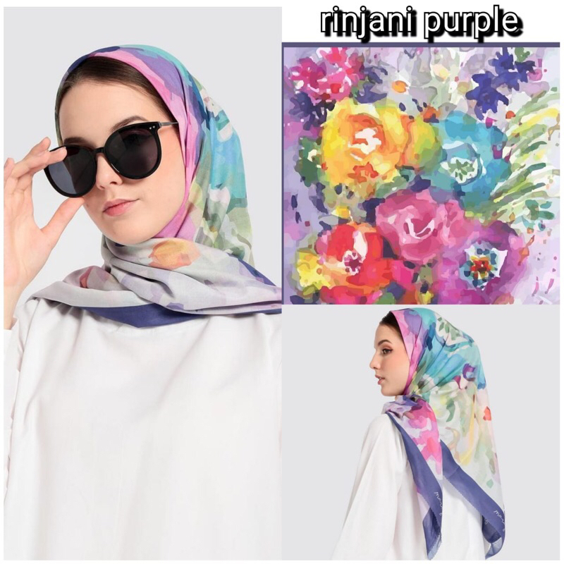 SASI - ISKANTI SERIES - HIJAB JILBAB SEGI EMPAT VOAL MOTIF PRINTING SCARF LASER CUT PREMIUM MOTIF BU