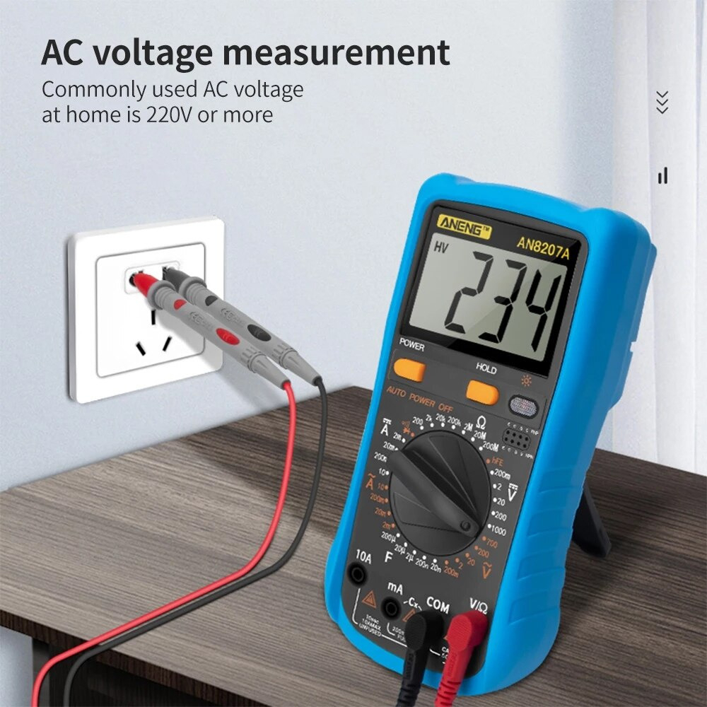 ANENG Digital Multimeter Voltage Tester - AN8207A - Black