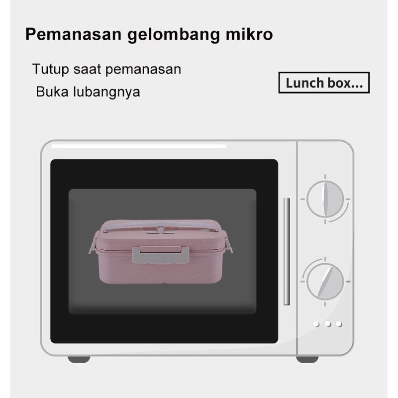 LUNCH BOX GAGANG SET KOTAK BEKAL MAKAN JERAMI GANDUN KOTAK MAKAN FREE SENDOK