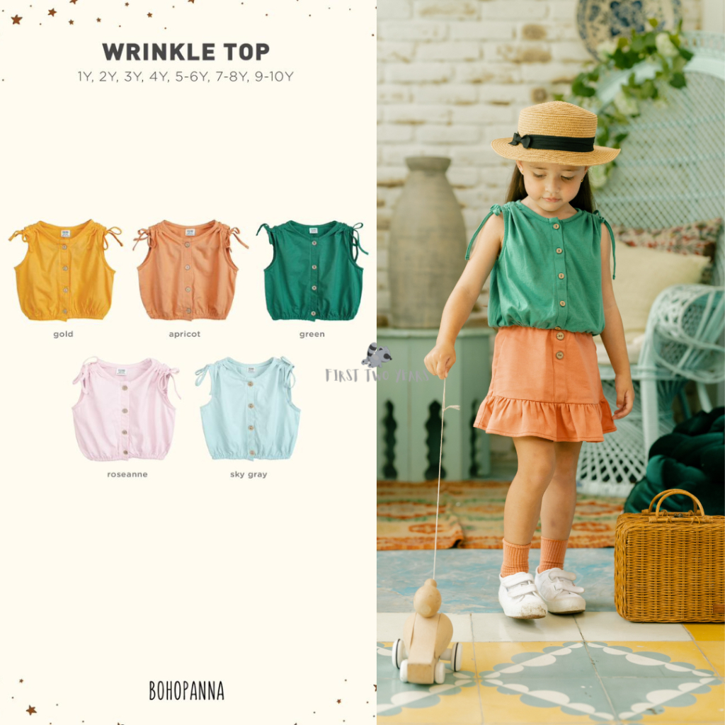 Bohopanna - Wrinkle Top / Atasan Anak Perempuan