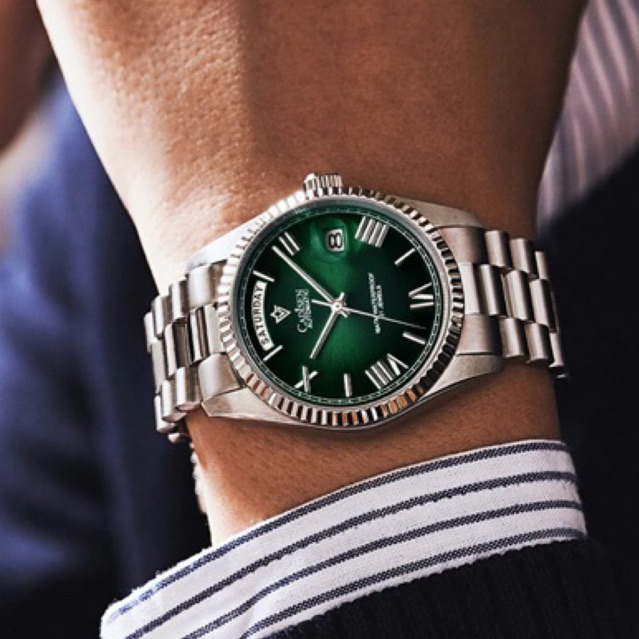 Jam Tangan Cadisen DayDate Green Sunburst Emerald Automatic