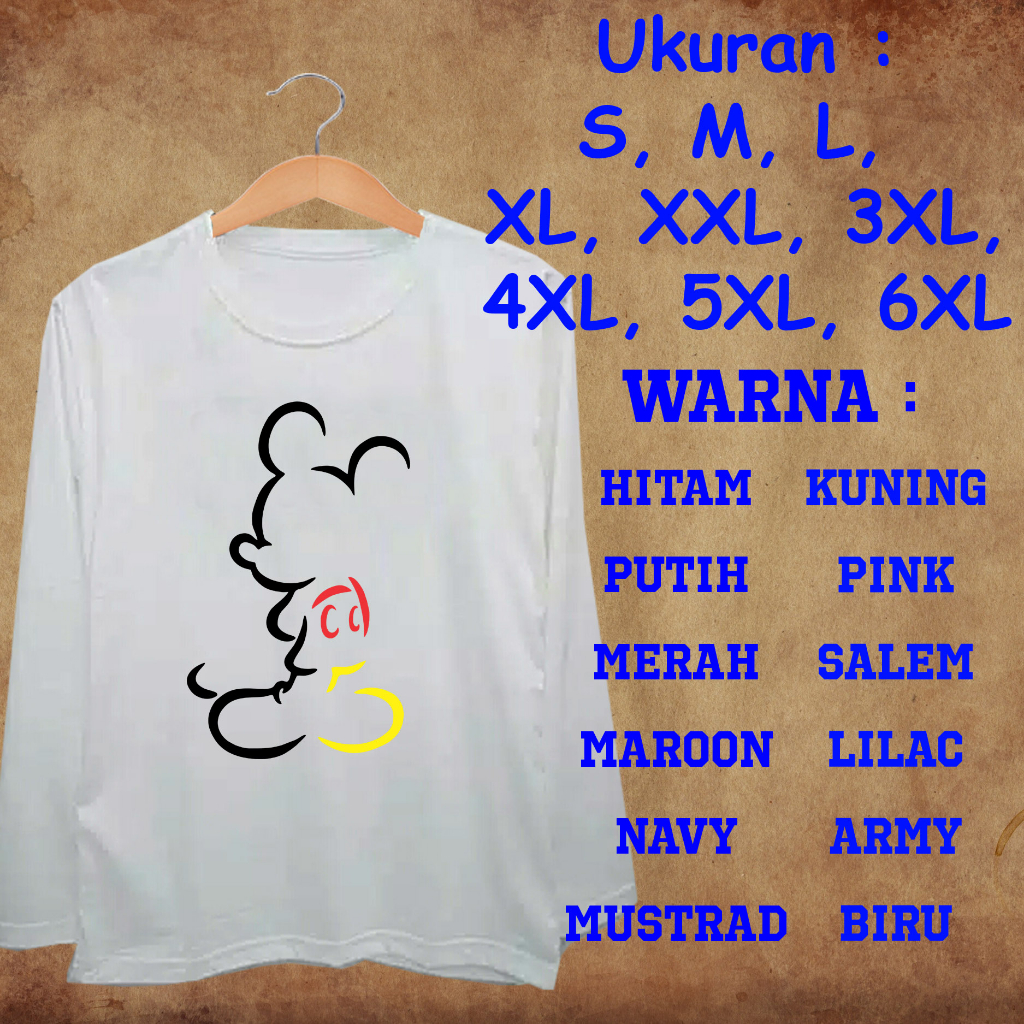 Tshirt Lengan Panjang Jumbo Mickey 3 Warna  Kaos Wanita Tangan Panjang