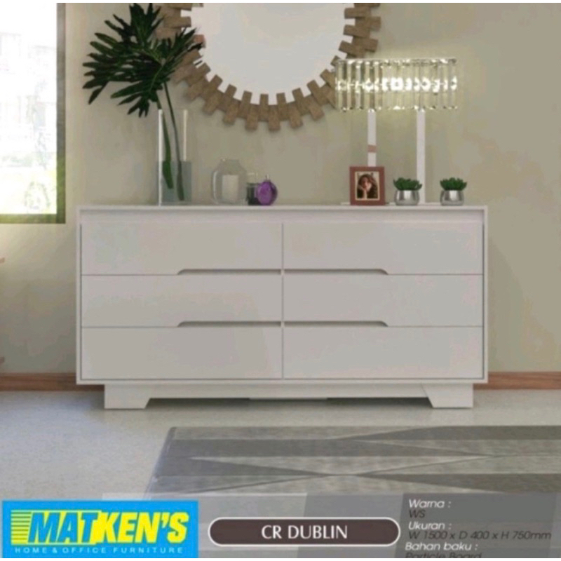 Buffet TV Rak Tv 150cm Credenza Dublin 6 laci Rak Serbaguna