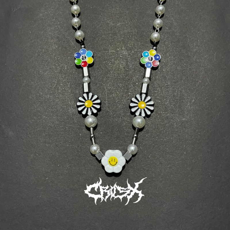 KALUNG DAISY SMILEY SUN FLOWER PEARL CHAIN NECKLACE BRACELET / GELANG MUTIARA BUNGA MATAHARI GELANG RANTAI KALUNG MANIK MANIK KALUNG RANTAI HIP HOP CHOKER KALUNG LIONTIN STYLE KOREA CHAIN NECKLACE KALUNG SILVER TITANIUM AESTHETIC KALUNG PRIA WANITA