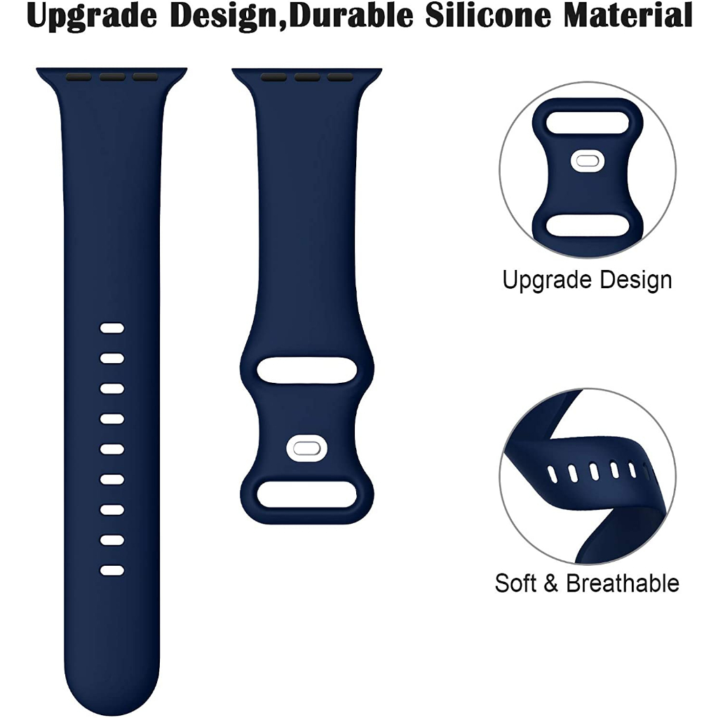 Strap Apple Watch 1 2 3 4 5 6 7 8 9 SE Ultra 2022 2 2023 Soft Silicone iWatch Sport Band 38mm 40mm 41mm 42mm 44mm 45mm 49mm Tali Silikon Smartwatch Double Buckle