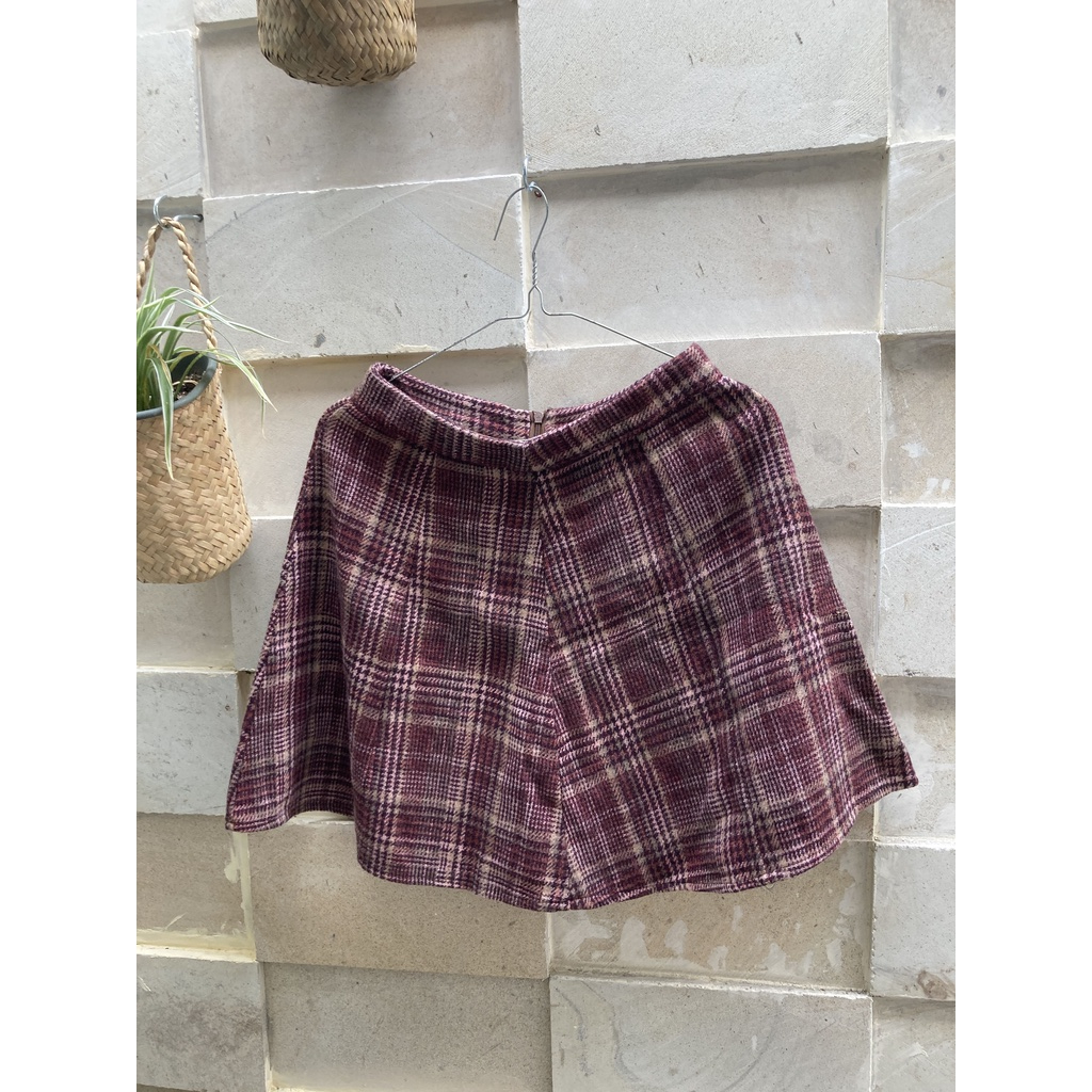 Rok wanita kotak-kotak preloved mini skirt