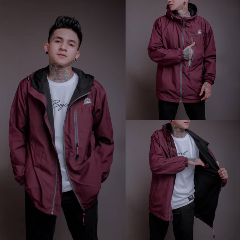 The Bojiel - Jaket Bojiel Pria Jaket Parasut Jaket Outdoor Jaket Distro Maroon