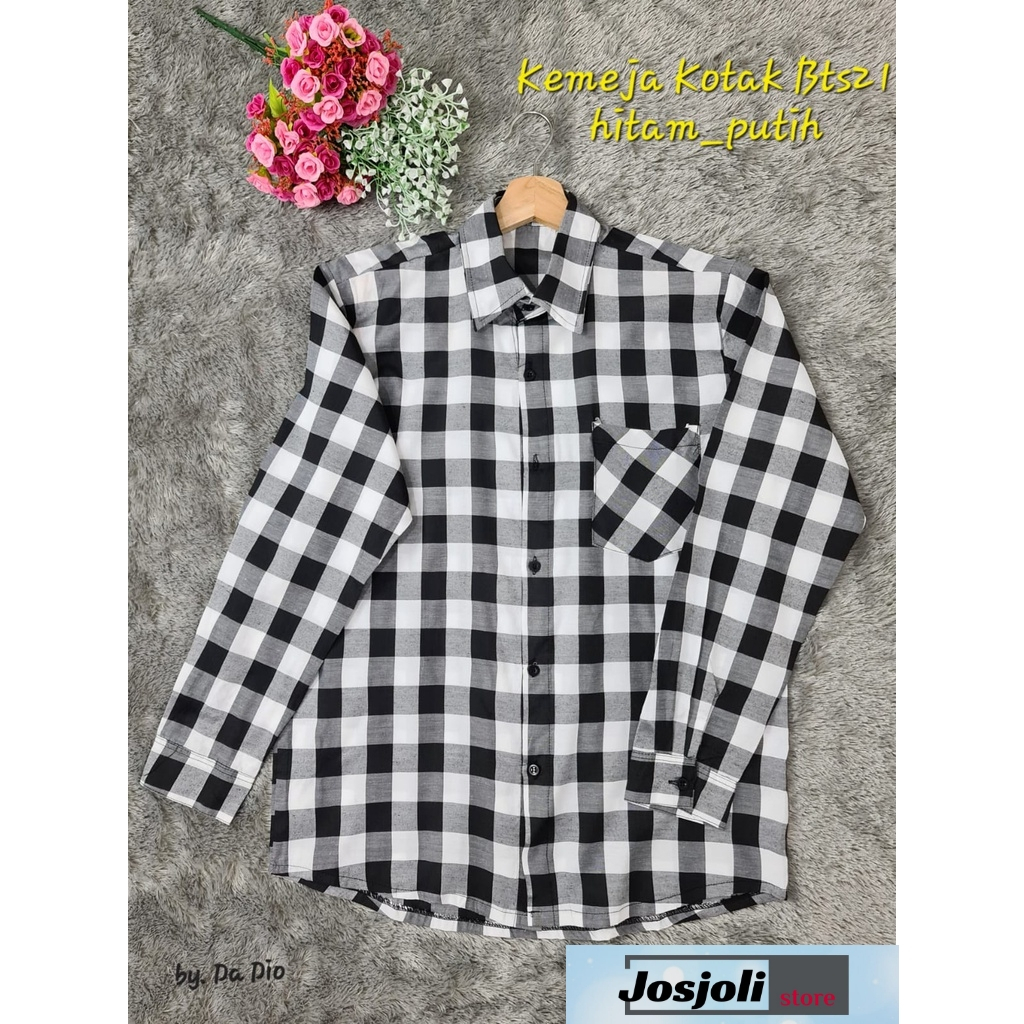 JOSJOLI_STORE/Kemeja Kotak BTS Army/Atasan Pria /Pria Dewasa Lengan Panjang Korea Style/M L XL