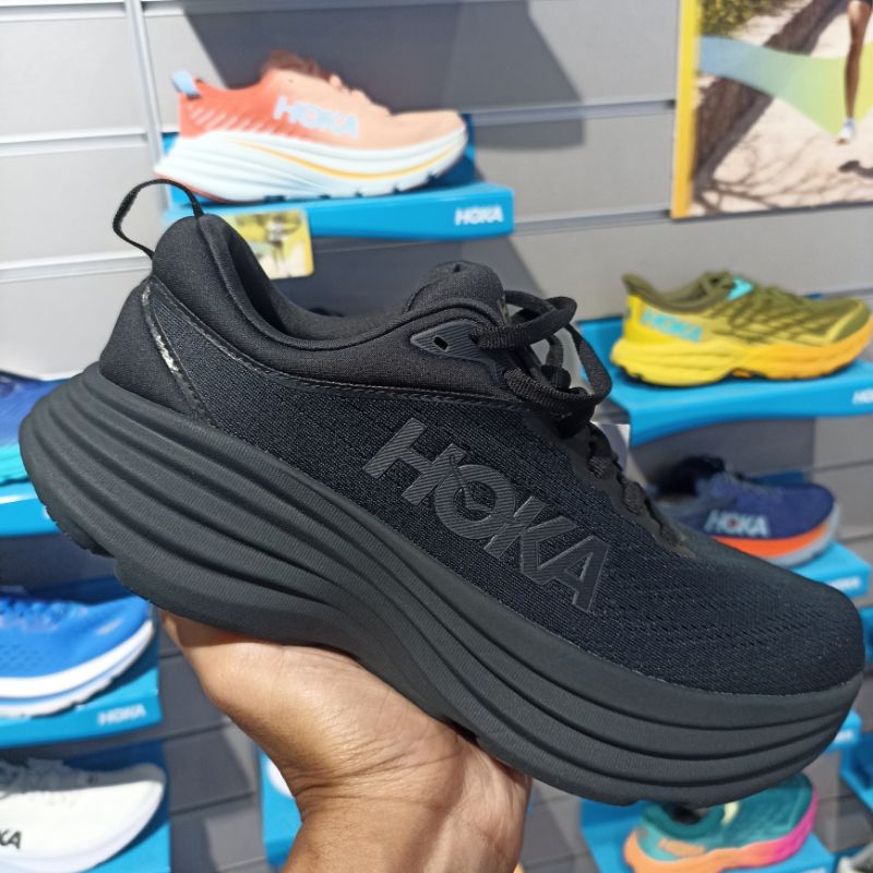 SEPATU RUNNING HOKA ONE ONE Bondi 8 Full Black BNIB