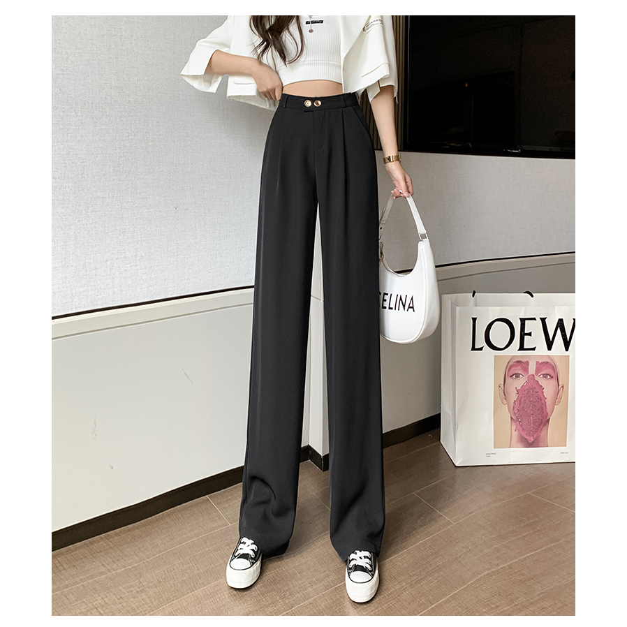 Celana Kasual  Pinggang Karet Hitam / Celana Kasual Wanita Highwaist Import