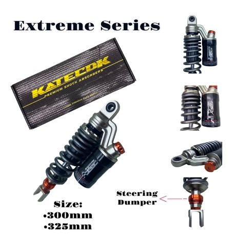 Shock Katecox Extrem Series  Matic 310mm 330mm Singel Shock Double Klik Steering Dumper Shock Matic Tabung Atas Mio Xeon Beat Scoopy