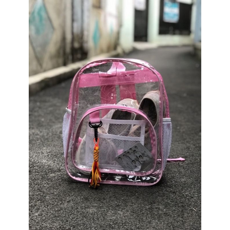 Tas Ransel Wanita Transparan  Tahan Air PVC Tas Fashion Wanita Mahasiswa Ransel Anak Sekolah Wanita Laki laki