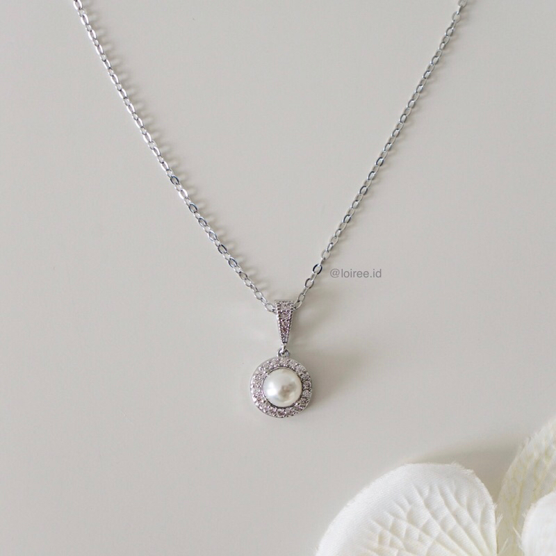 LONA | Wedding Collection - Zirconia Pearl Daily Chain Necklace - Kalung Wanita