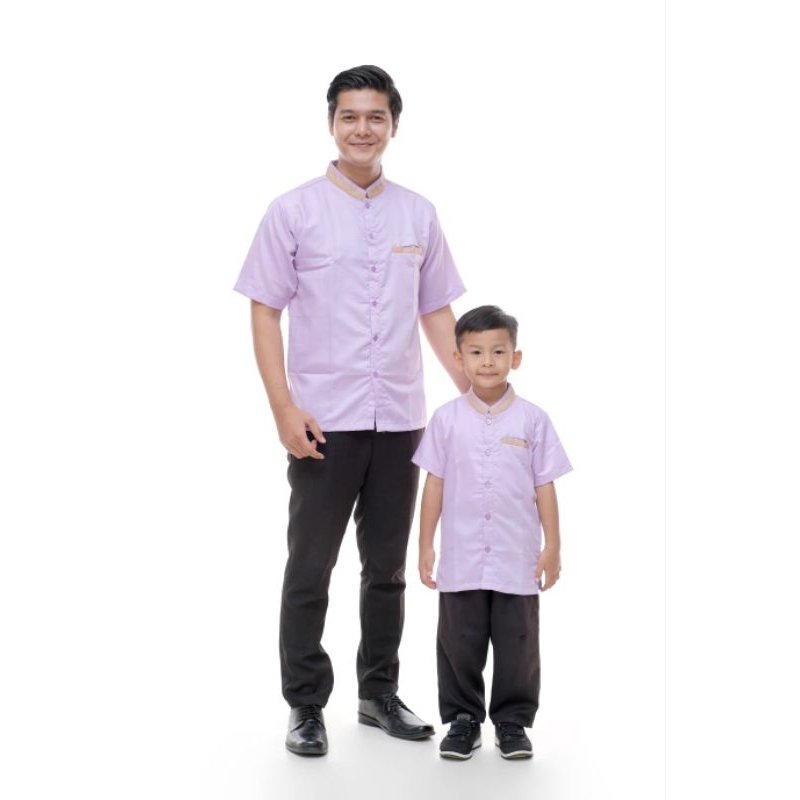 koko couple ayah S M L XL XXL anak size 1-12 tahun baju sarimbit warna ungu lilac