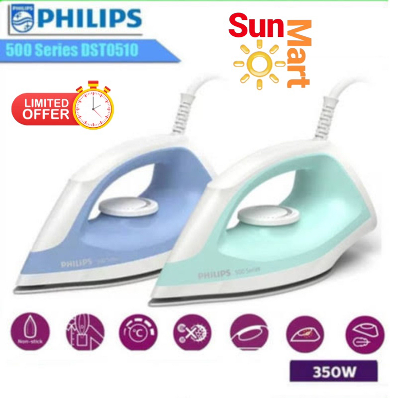 Setrika Philips DST 0510 Seri 500 / Setrika Anti Lengket / Setrika Murah Philips 350 Watt