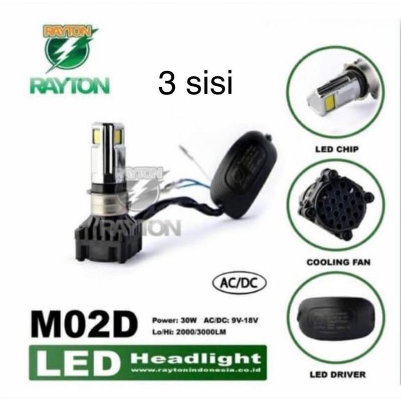 LAMPU DEPAN LED MOTOR 3 SISI AC DC MO2D RTD RAYTON UNIVERSAL