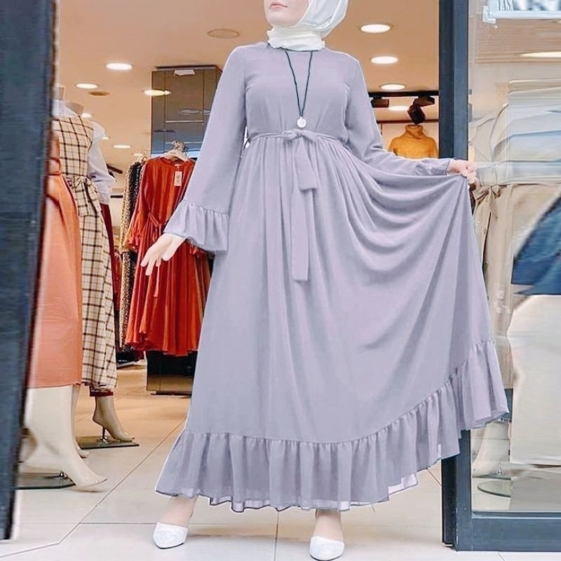 Ayura Maxy Dress/ Dress Premium Crinkle Airflow/ Gamis Polos Wanita Muslim/ Baju Kondangan/ Baju Pesta Simple Trend