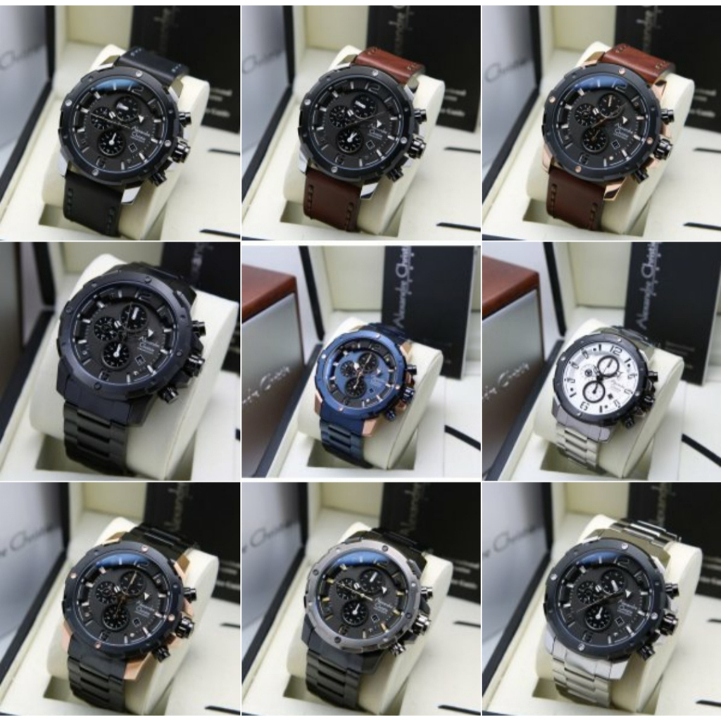 Alexandre Christie Ac 6410MC Original Jam Tangan Pria Stainless Steel & LEATHER .Original 100%