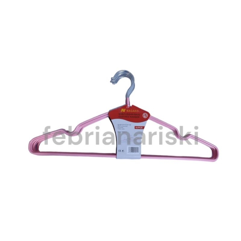 Gantungan Hanger Tebal HOMELUX 10pcs Gantungan Baju Pakaian Stainless Tebal 3mm Karet Warna