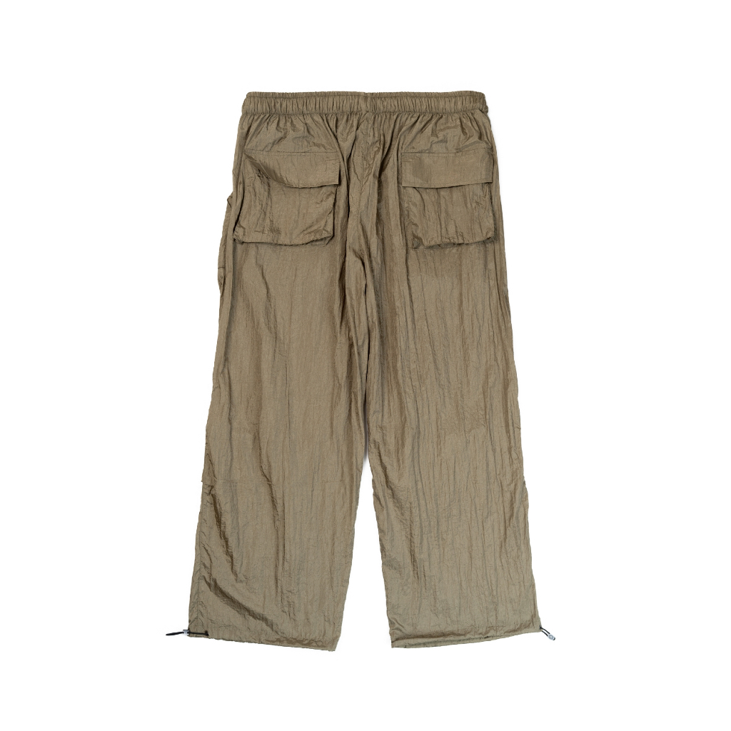 JAVAJONES Parachute Loose Pants Nylon Onyx Silver Green | Celana Gorpcore Pria Wanita