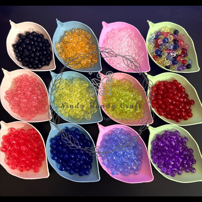 Manik Akrilik Bulat 6mm isi 22gram - Manik Kaca bulat 6mm - Manik Bulat - Manik lampion - Manik akri