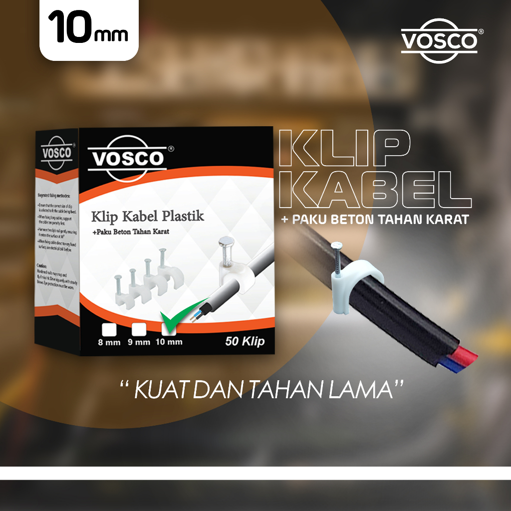 Klem Kabel 4mm-10mm Paku Beton Asli Klem ORISINIL PAKU BETON Vosco Kuat Dan Tahan Karat isi 50pcs / kotak sekilo muat 20 kotak