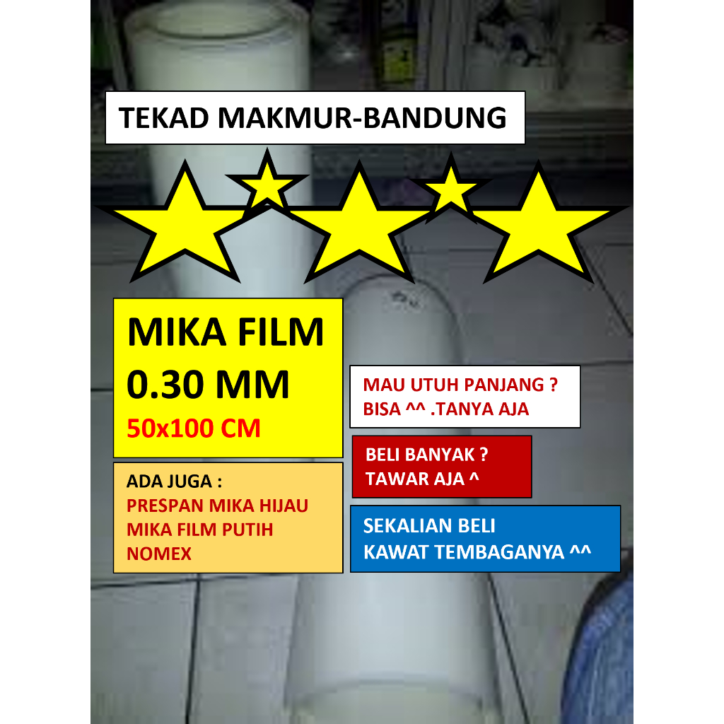 Mika Film Putih Susu 0.30 mm - Per 50x10O cm - Kertas Gulung Dinamo Trafo