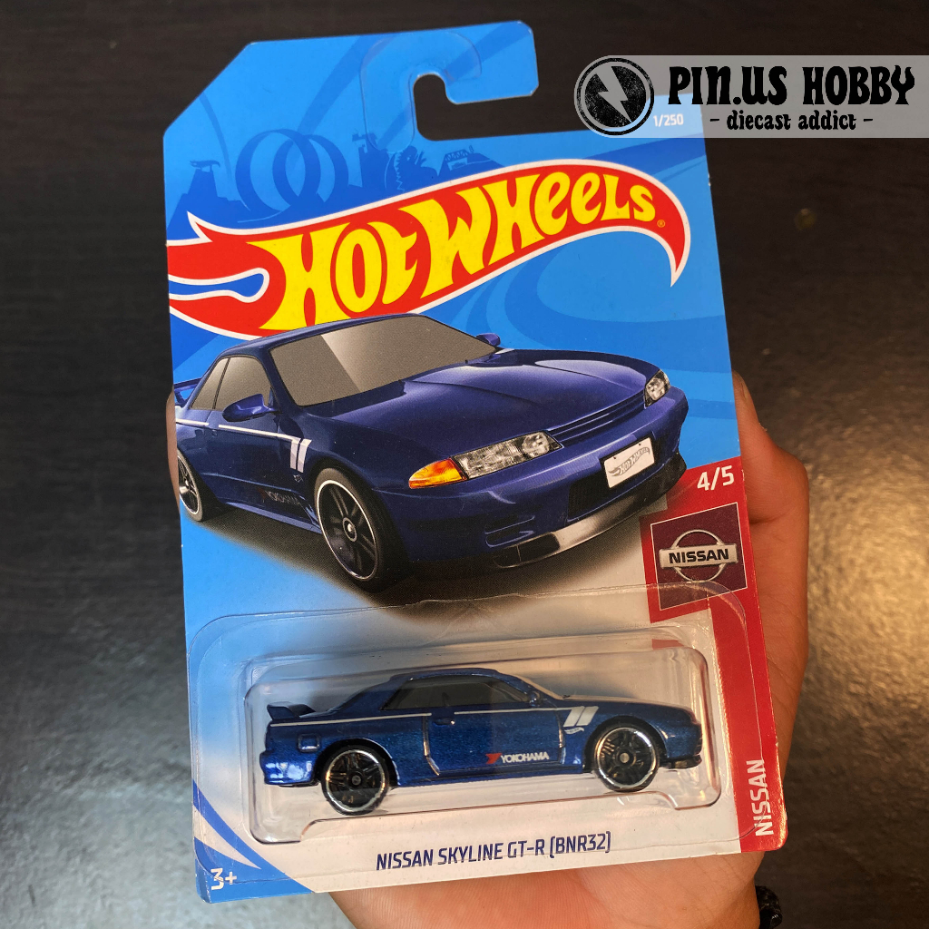 HOT WHEELS NISSAN SKYLINE GT R BNR32 BIRU YOKOHAMA , ORIGINAL HOT WHEELS by MATTEL , DIECAST 1:64 HO
