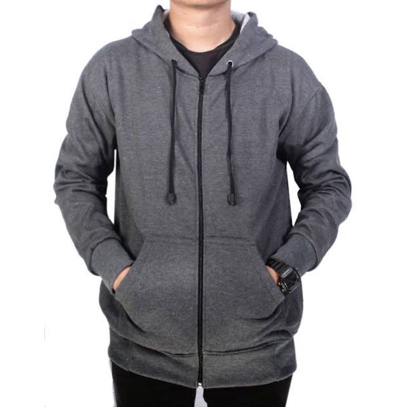 Hoodiee zipper polos pria wanita size M-L-XL-XXL-XXXL